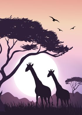 Africa landscape Giraffe