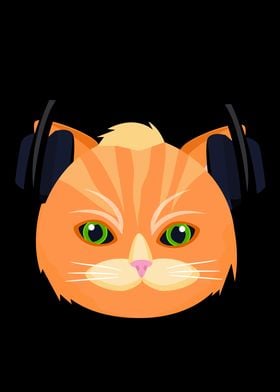 Cat With Headphones Kitty