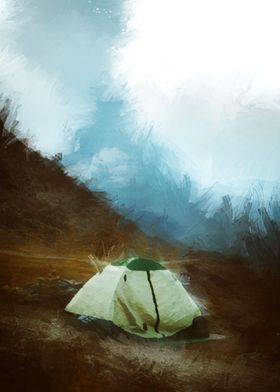 Tent by Mountains