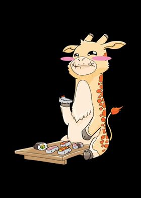 Giraffe Eating Sushi Kawai