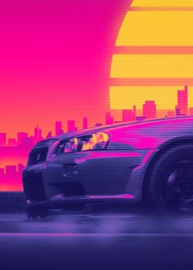 'SKYLINE GTR OUTRUN 1' Poster by Exhozt | Displate