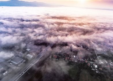 Aerial View Of Morning Tow