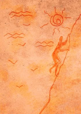 Cave painting climbing