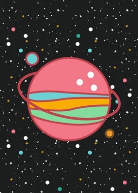 Pink Planet Space Stars