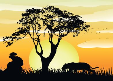 Africa Lion in Landscape