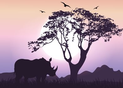 Rhino African Landscape