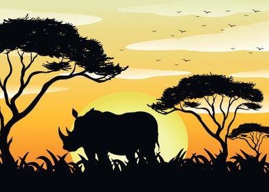 Africa Rhino in Landscape