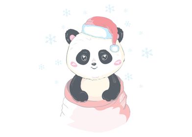 Cute panda santa hat