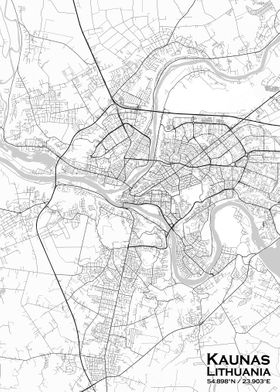 Kaunas White Map