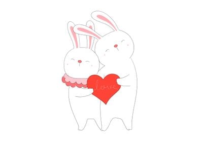 Cute rabbit couple