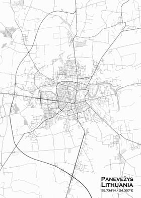 Panevezys White Map