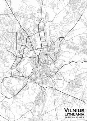 Vilnius White Map