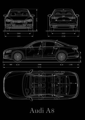 Audi A8 2017 Blueprint