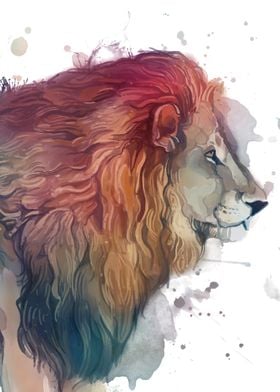 lion profile colorful