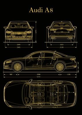 Audi A8 2017 Blueprint