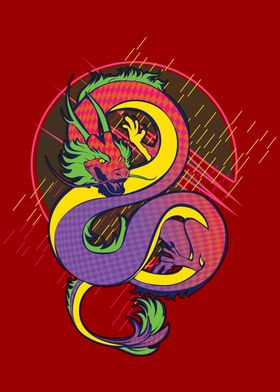 Vaporwave Chinese Dragon