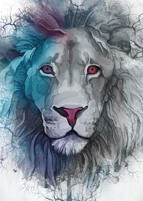 lion face blue