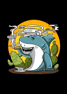 Shark Smoking Weed Cacti