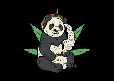 Rasta Panda Smoking Weed