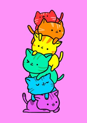 Gay Pride Cat Pile