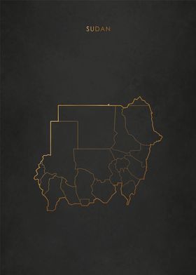 'Gold Sudan Map' Poster by Alo | Displate