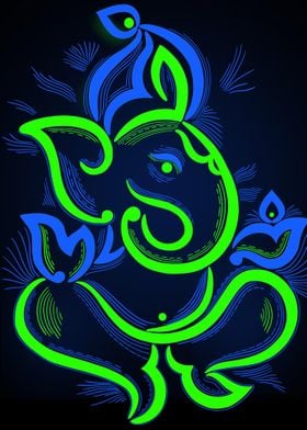 Ganesha  Neon Green