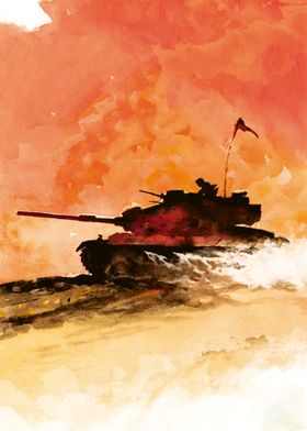 Tank on a sunset 