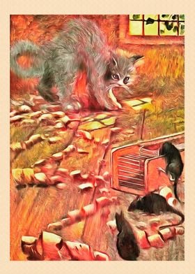 Vintage Cat Art Picture