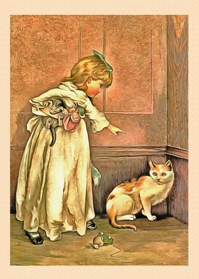 Vintage Cat Art Picture