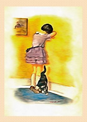 Vintage Cat Art Picture