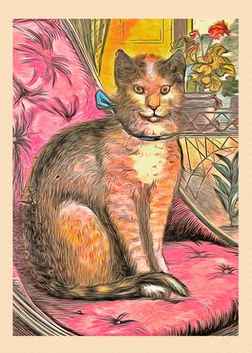 Vintage Cat Art Picture