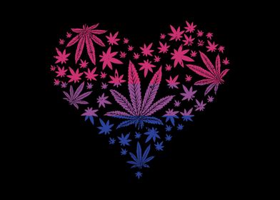 Weed Heart Bisexual Flag