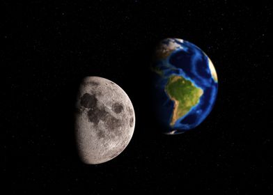 Moon and Earth