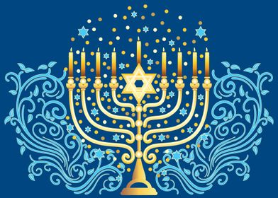 Golden menorah for Hanukka