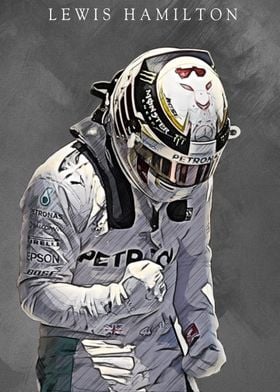 Lewis Hamilton' Poster, picture, metal print, paint by Shodges, Displate