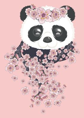 Panda with Sakura branch