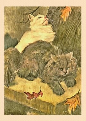 Vintage Cat Art Picture
