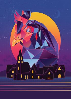 Vaporwave Chicken Low Poly