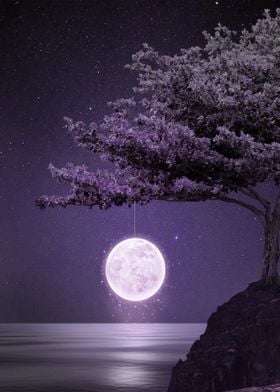 Tree by the Moonlight Sea