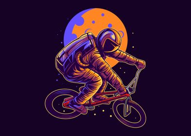 astronaut riding bmx art