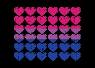 Bisexual Pride Flag Hearts