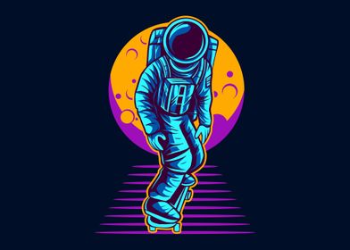 astronaut skateboarding