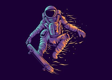 astronaut skateboarding 