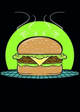 Funny Retro Cheeseburger