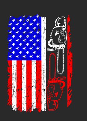 US Flag Chainsaw Lumberjac