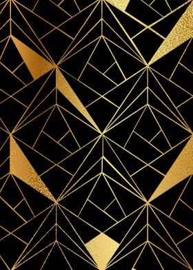 Low poly black and gold
