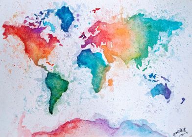 watercolor world map