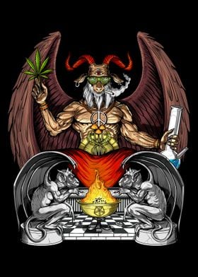 Baphomet Smoking Cannabis