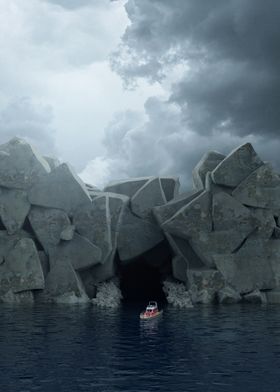 BOAT AND ROCKS