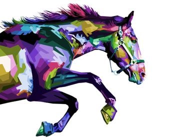 Colorful horse running 